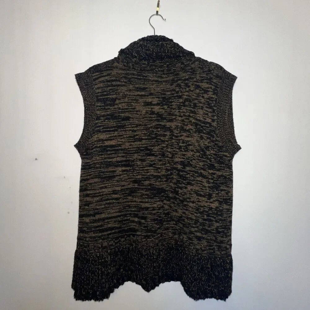 Jenny Sweater Vest Modern Stylish Black &‎ Brown Size 2X (Fits Like 1X)